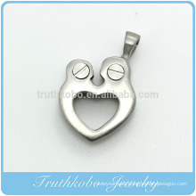 TKB-P124 Cremation Jewelry Stainless Steel Heart of Gold shown with urn opening